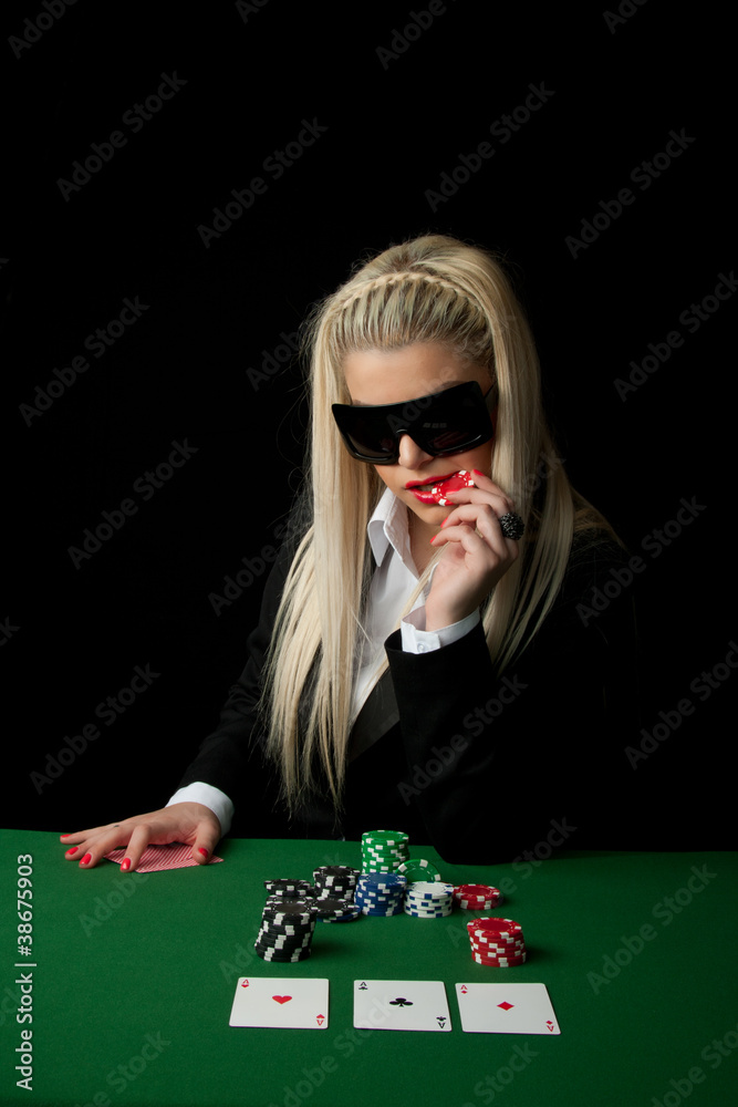 Sexy girl playing poker in Casino Sexy girl playing poker in Casino