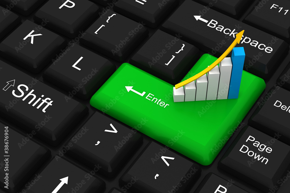 Fototapeta premium Business graph on enter key
