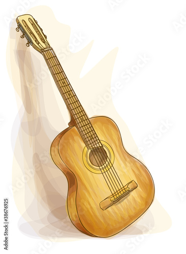 Guitar. Watercolor style.