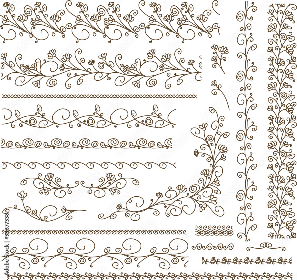 Obraz premium Set of vector floral elements for design.