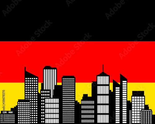 City und Fahne von Deutschland