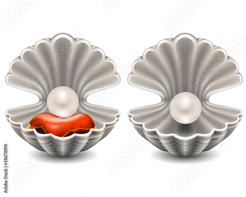 Open seashell with pearl