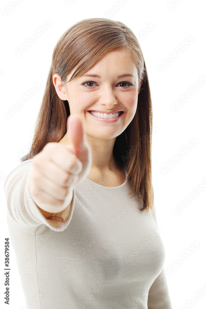 Beautiful smiling young woman. Isolated over white background Beautiful smiling young woman. Isolated over white background