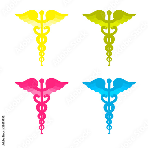 Color caduceus symbols