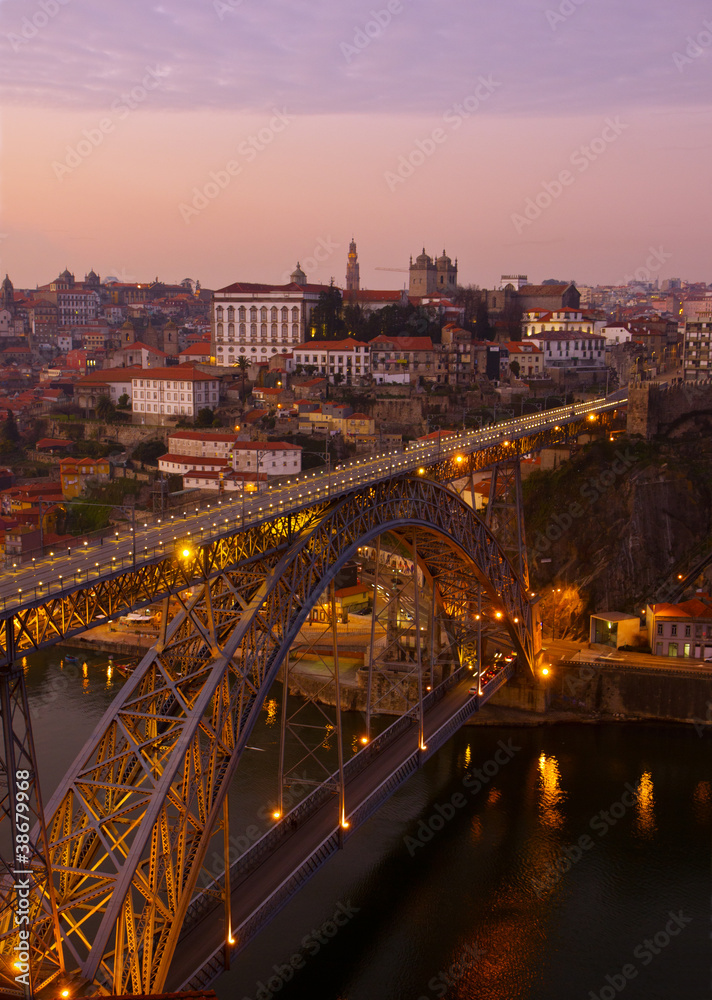 old town of Porto on sunset, Portugal