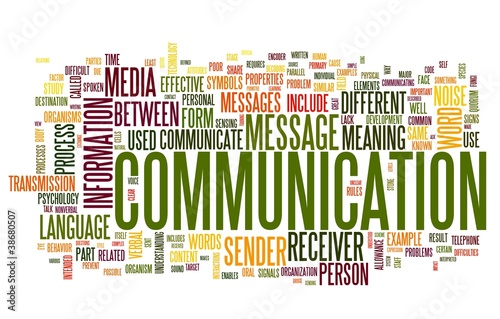 Communication concept in word tag cloud