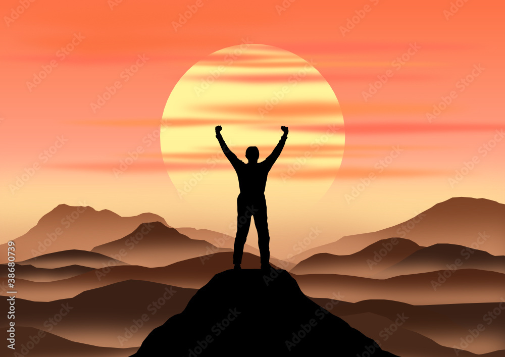 a man on mountain, vector file