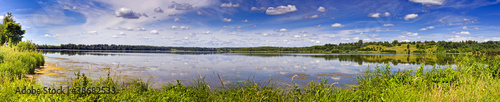 Summer panoramic landscape with river