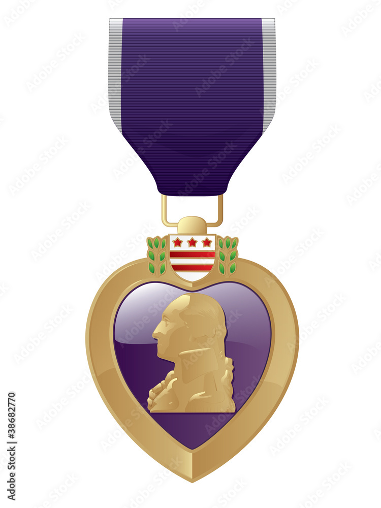 Obraz premium Detailed close up of a Purple heart Medal