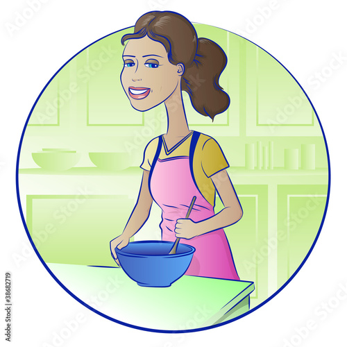 Young woman cooking healthy food