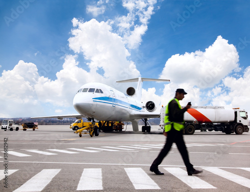 Airplane is being serviced