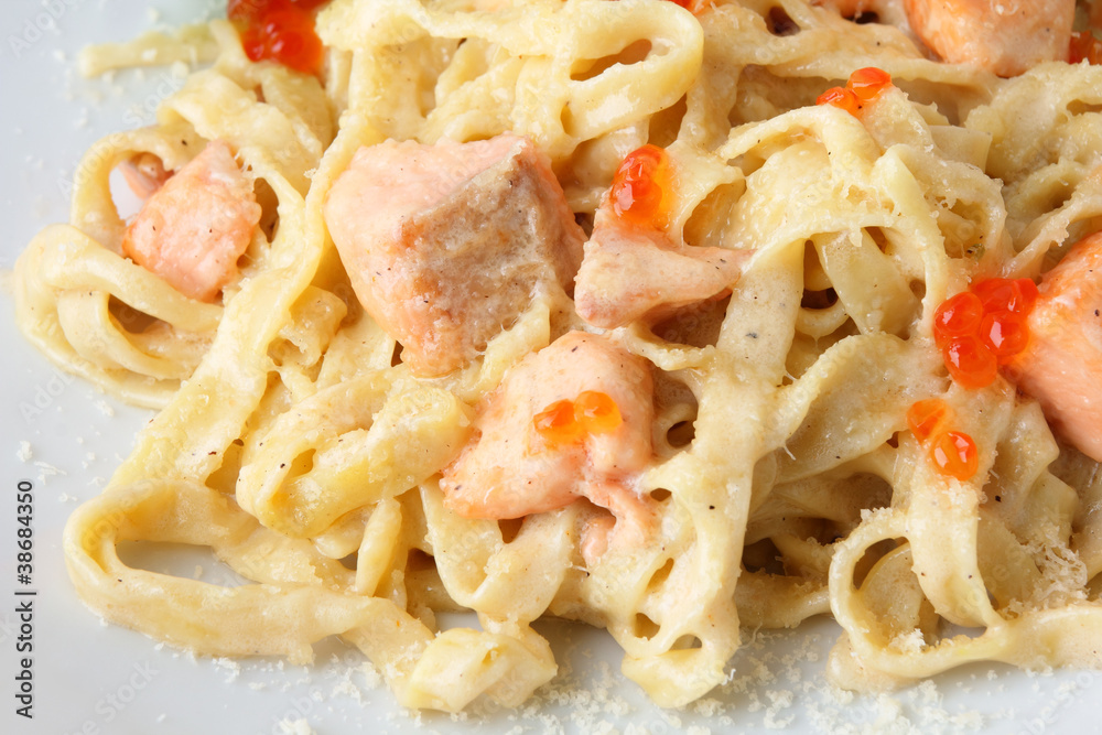 Fettuccine with salmon and caviar Fettuccine with salmon and caviar