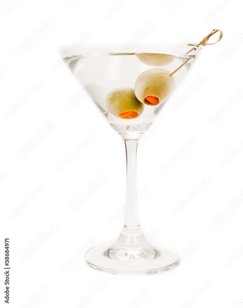 isolated martini with olives