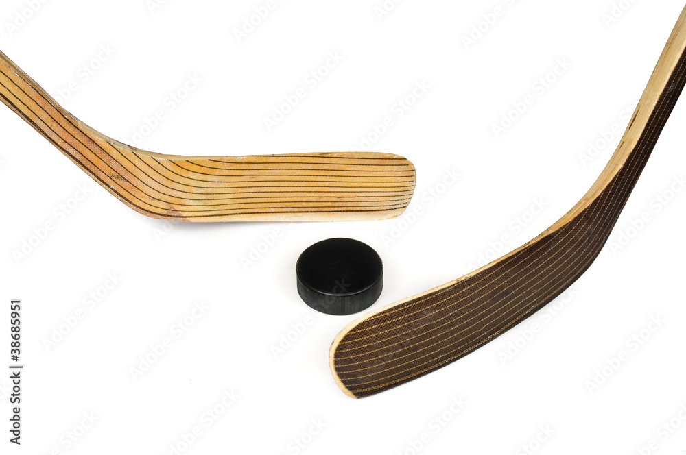 Hockey stick and puck Hockey stick and puck
