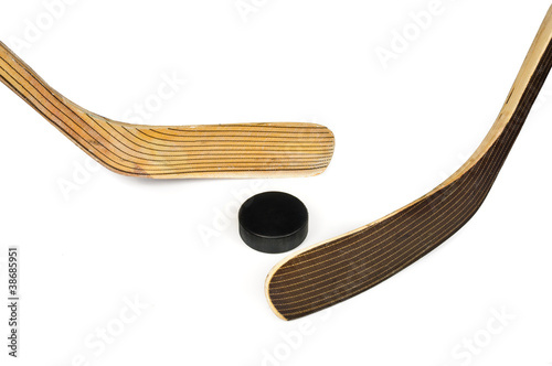 Hockey stick and puck