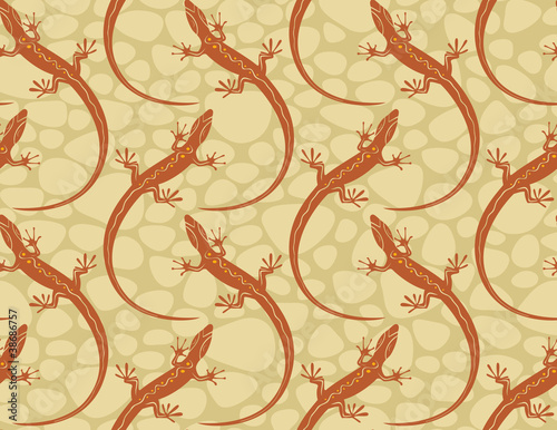 style lizards on a seamless wallpaper pattern