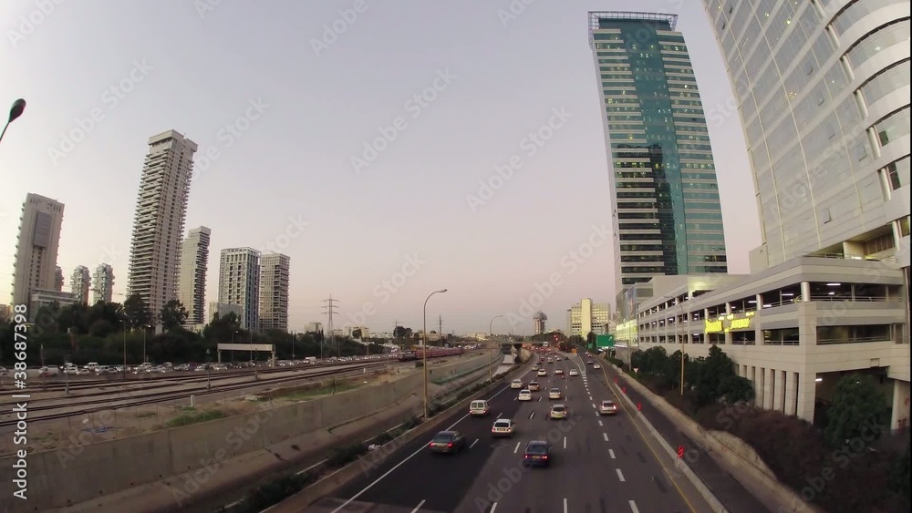 Highyway city time lapse twilight Highyway city time lapse twilight