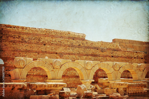 Il foro romano antico di Leptis Magna - Libia photo