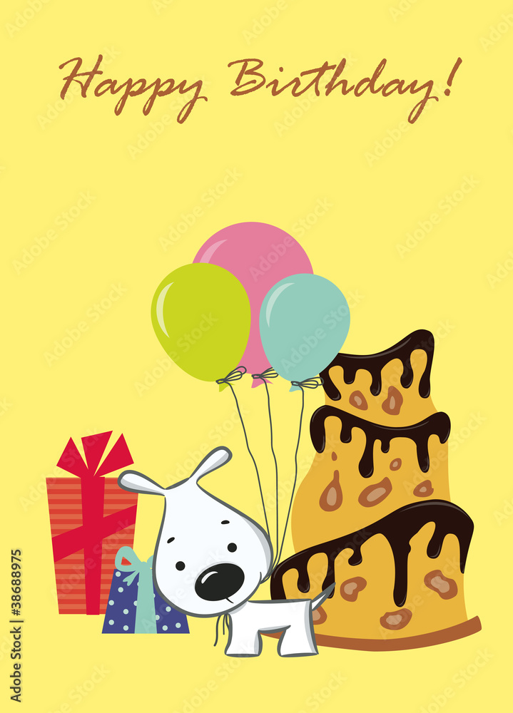 Fototapeta premium A birthday greeting card. Vector illustration, the background