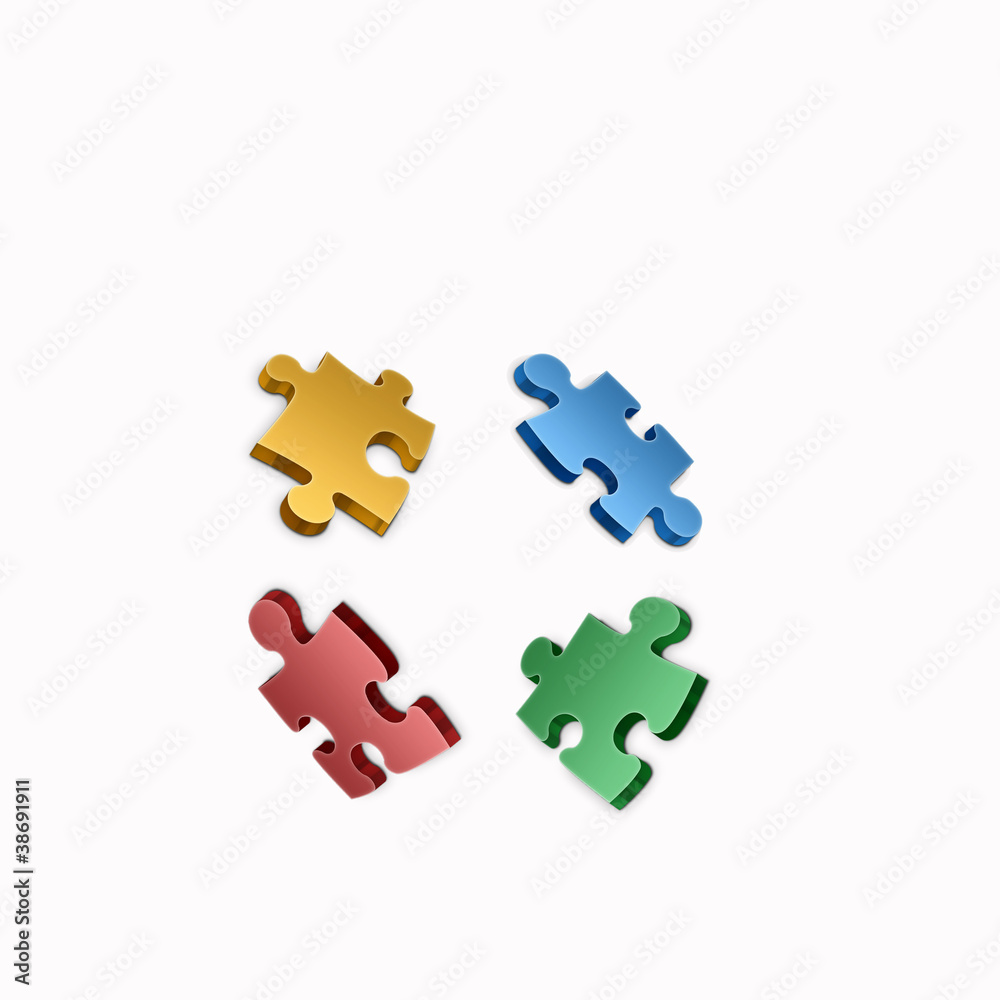 Four Color Puzzle Pieces