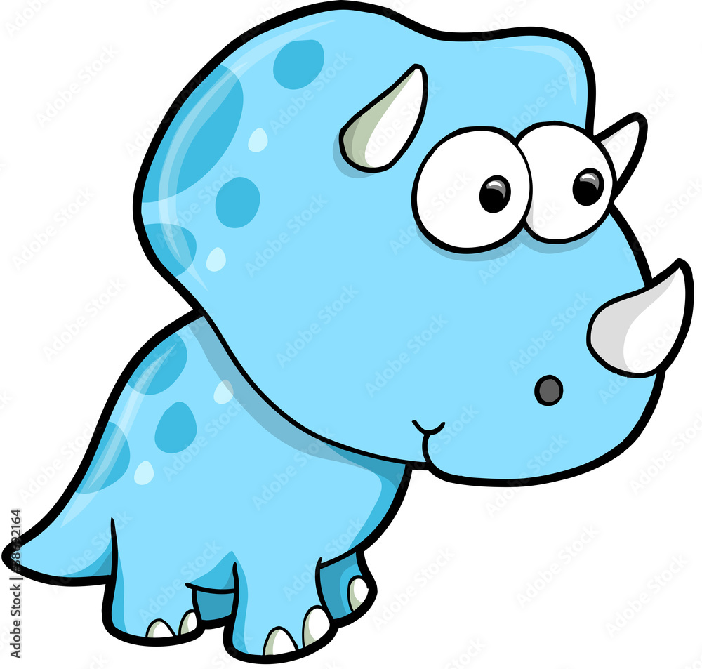 Naklejka premium Silly Goofy Blue Triceratops Dinosaur Vector Illustration