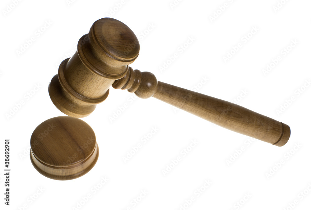 Wooden gavel and striker isolated Wooden gavel and striker isolated