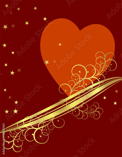 Valentine's day - background with heart and gold decoration