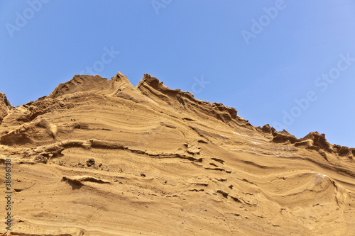 volcanic stone formation with blue sky at el Golfo  Lanzarote