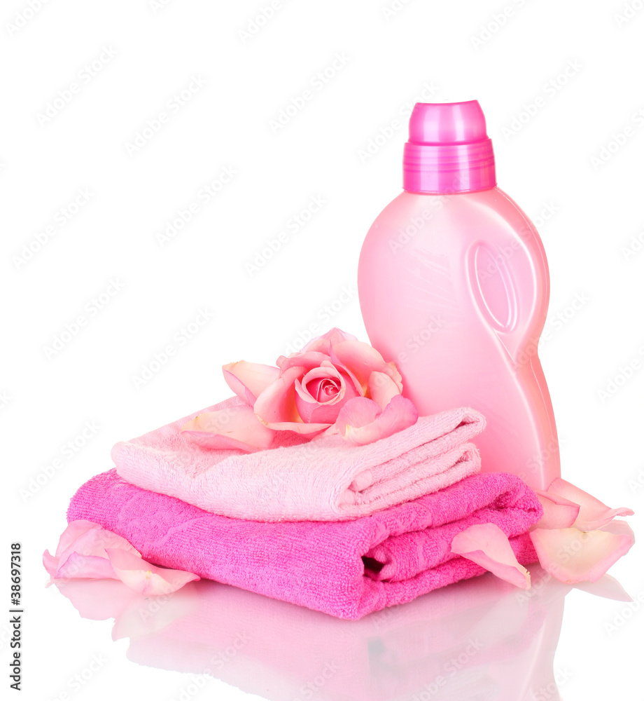 Towel and cleaning isolated on white