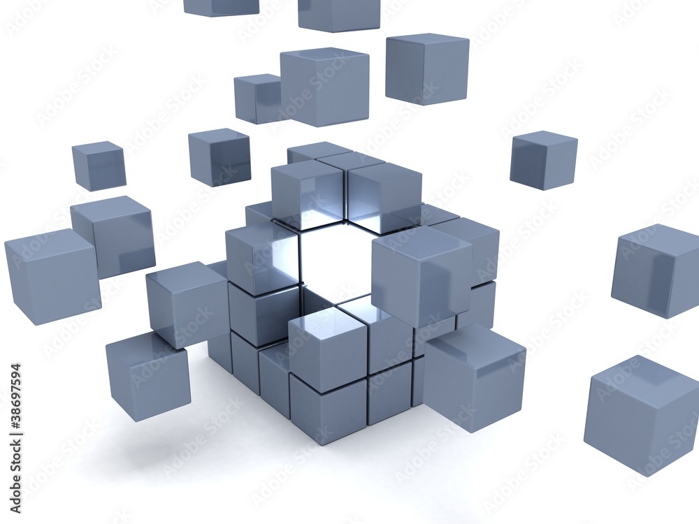 One individuality light cube in center of gray team One individuality light cube in center of gray team