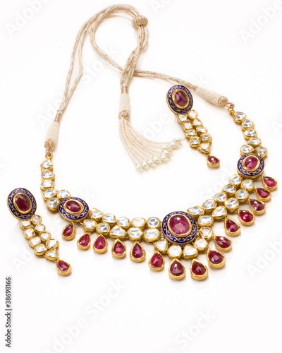 Traditional diamond studded gold jewelry, Rajasthan, royal India