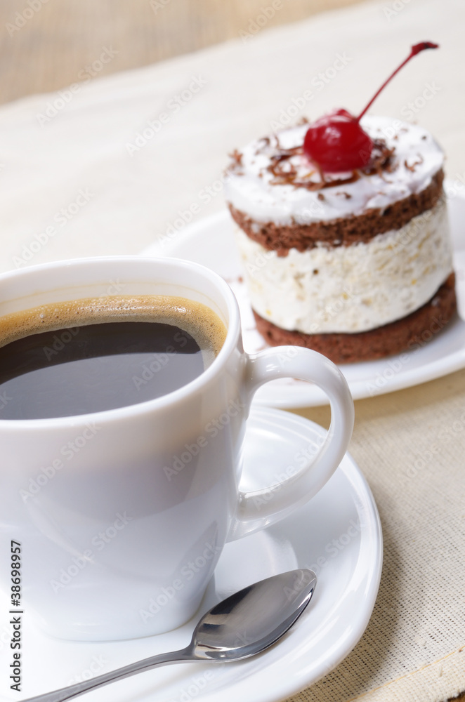 Cake and coffee cup