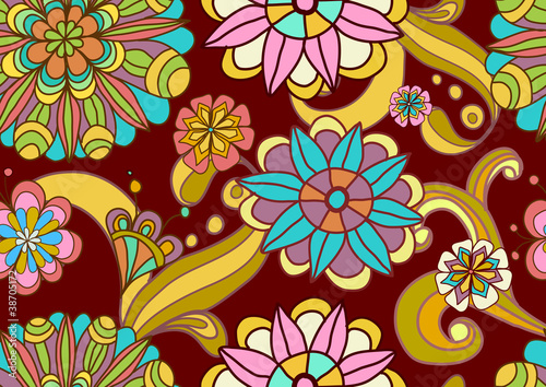 Seamless color floral background