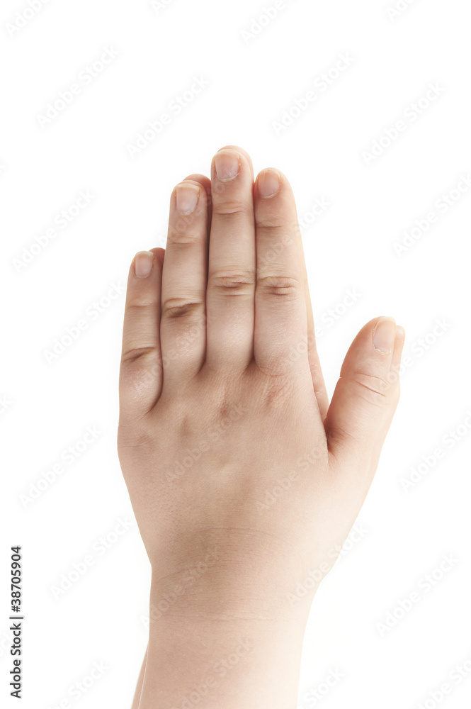 Hands of child - palms facing towards each other Hands of child - palms facing towards each other