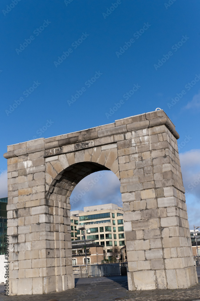 Arch on Quayside of River Liffey In Dublin City Ireland