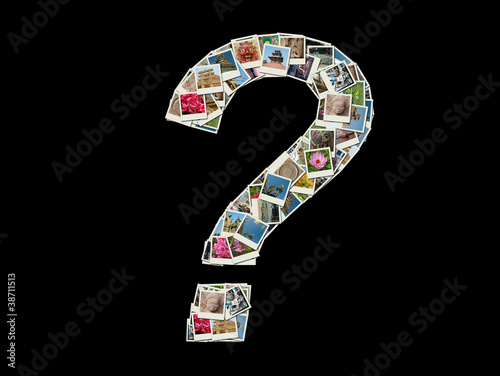 Photography Query mark made like collage of travel photos