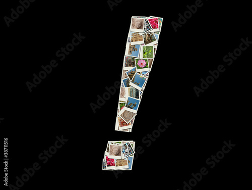 Canvas Print Exclamation point made like collage of travel photos