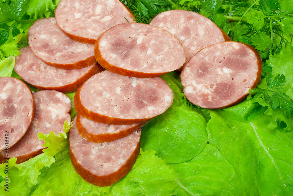Sausage with green vegetable Sausage with green vegetable
