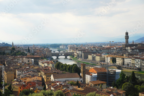 Fototapeta Naklejka Na Ścianę i Meble -  Florence, aerial view from Michelangelo square