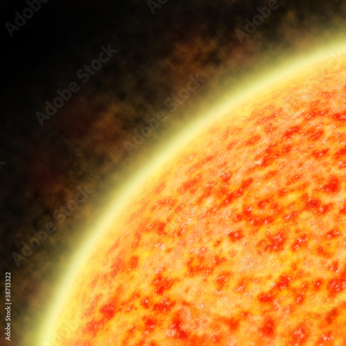 Illustration of the sun radiating a solar wind