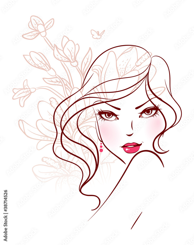 Vector illustration of Beauty floral woman