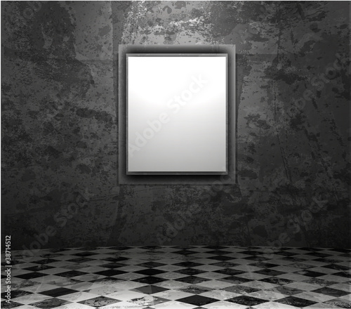 picture frame in grunge empty interior