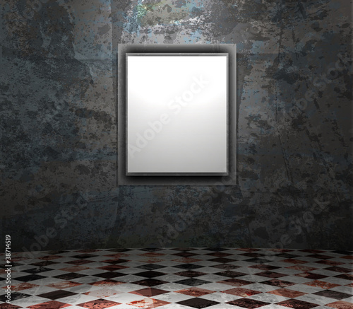 picture frame in grunge empty interior