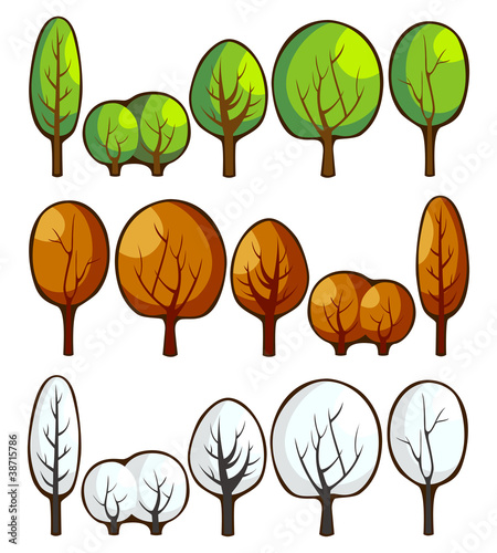 Trees in seasons. Vector illustration