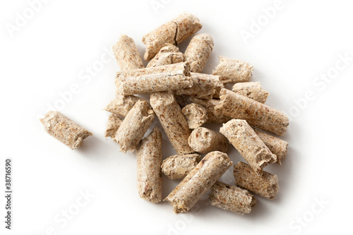 Wooden pellets isolated on white