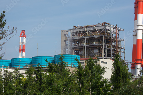 oil refinery on blue sky