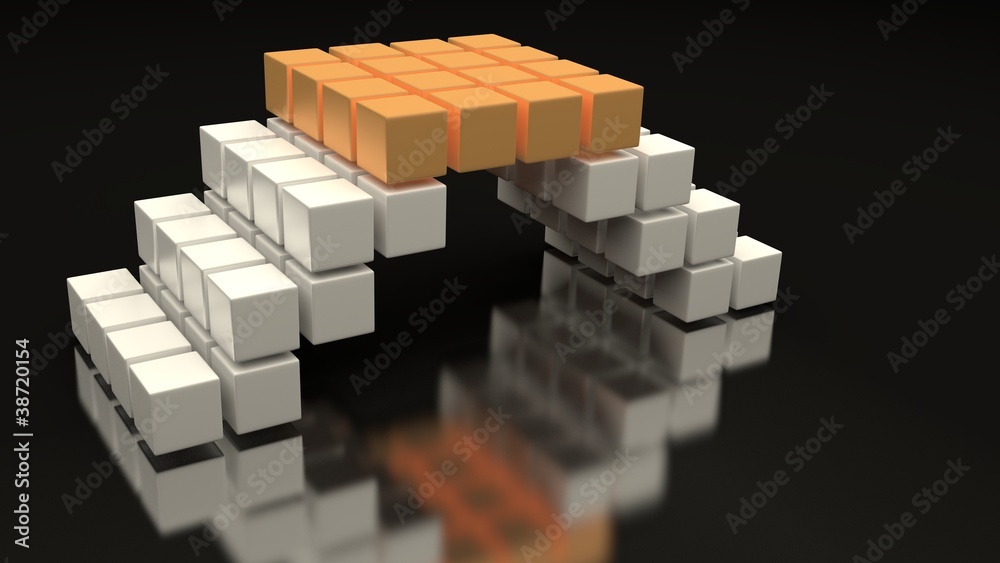 3d orange cube bridge concept