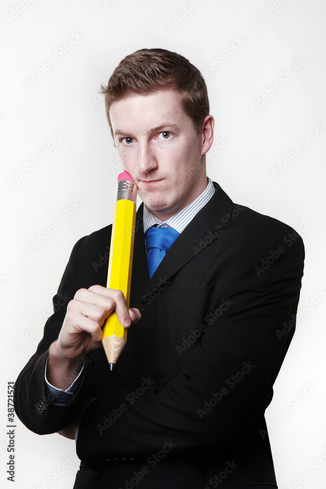 man with large pencil man with large pencil