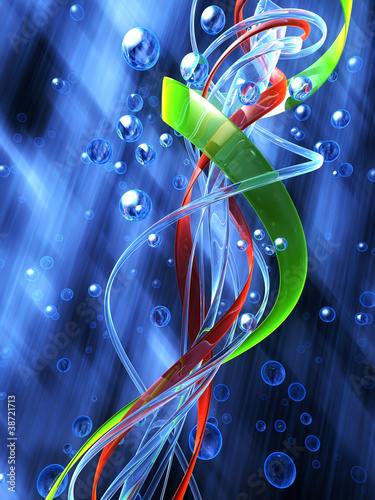 floating biological structure. Nanotechnology 3d illustration