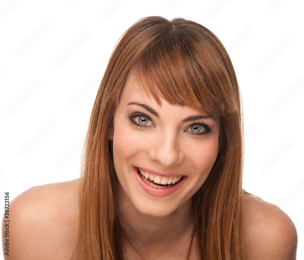 Beauty portrait Portrait of cute happy young brunette girl isola Beauty portrait Portrait of cute happy young brunette girl isola